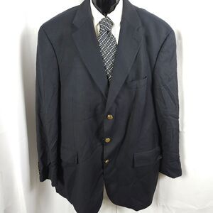 Ralph Lauren Mens 48L Navy Blue Gold Button Double Vent Sports Coat Blazer